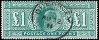 SG266 £1 Dull Blue-Green, Very Fine Used CDS Guernsey 22nd August 1911